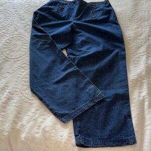 Forenza Vintage High Waist Dark Blue Women’s Denim Wide Leg Pants EUC 16